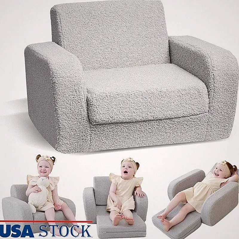 3-in-1 Toddler Couch Portable Chair Recliner Bed Ergonomic Support Kids Sofa New