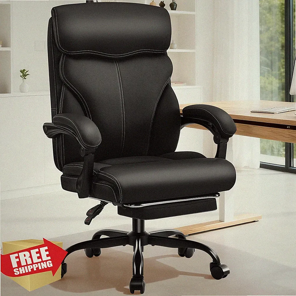 AreShark Ergonomic Office Chair High Back Foot Rest Lumbar Support Swivel Black