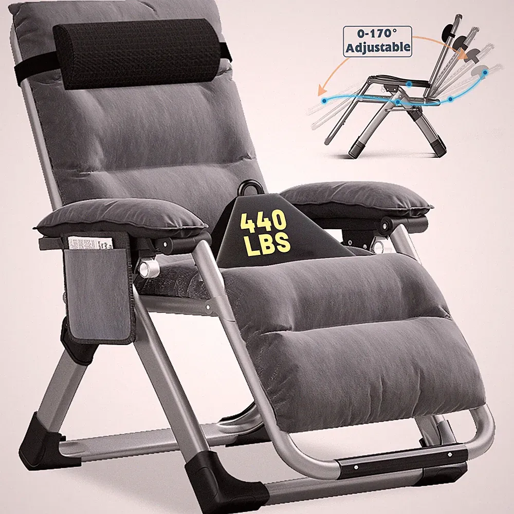 H&ZT Padded Zero Gravity LawnChair Anti Gravity Lounge Chair Adjustable Recliner