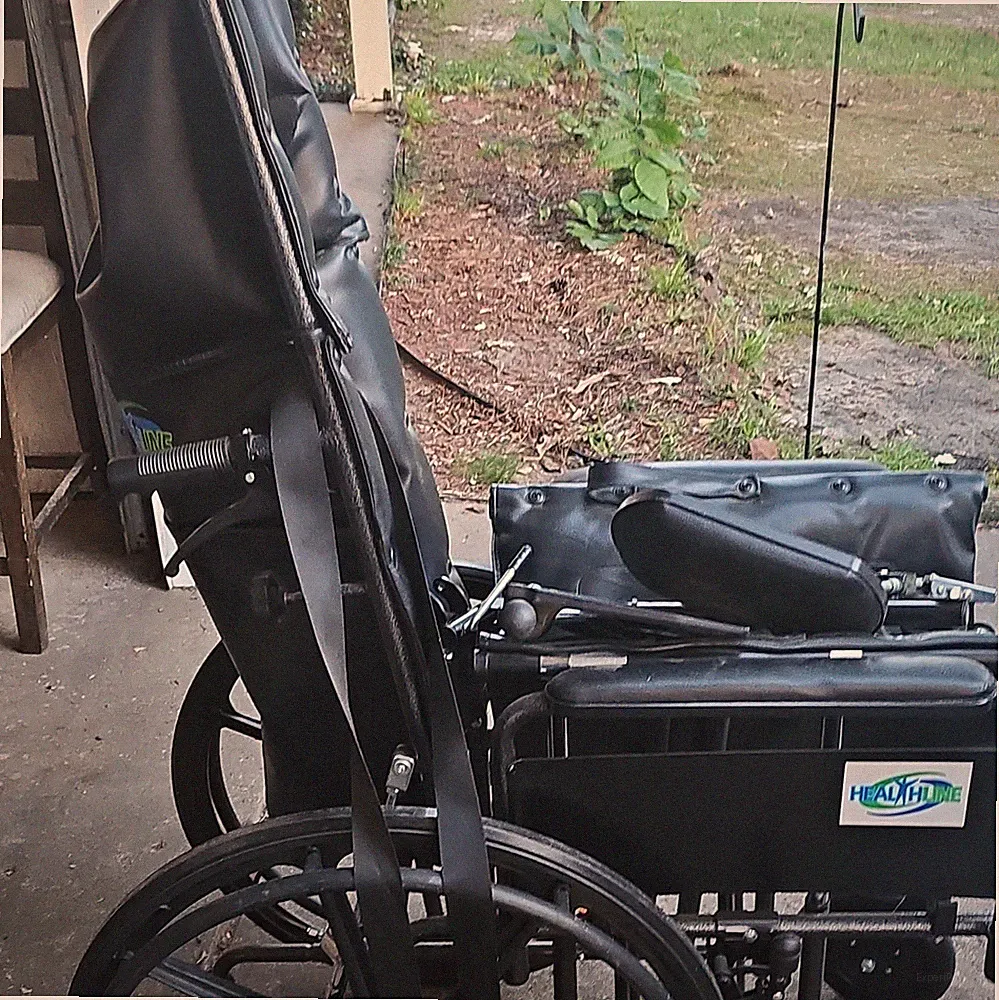 Healthline Black Recliner Wheelchair, Reclining Back, Leg Supports, 4 Wheels