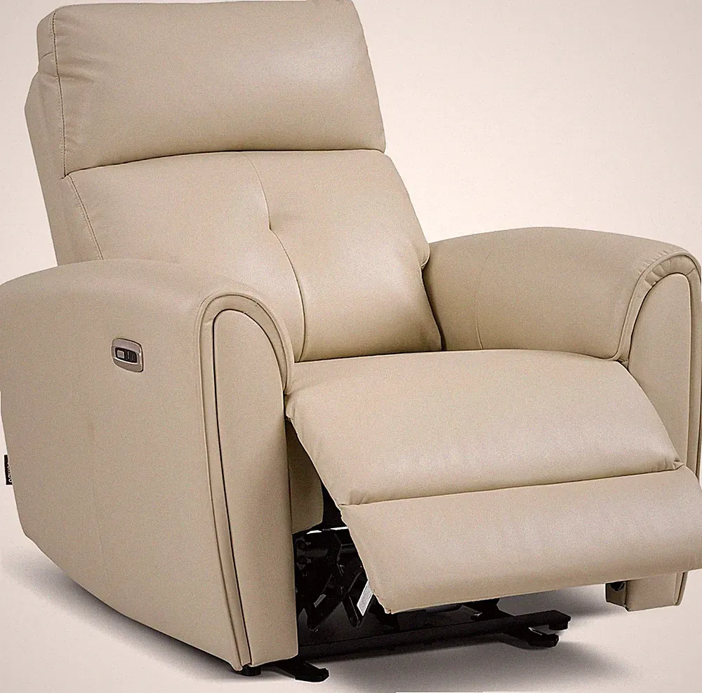Modern Small Recliner Chair with USB Ports & Lumbar Support - Beige