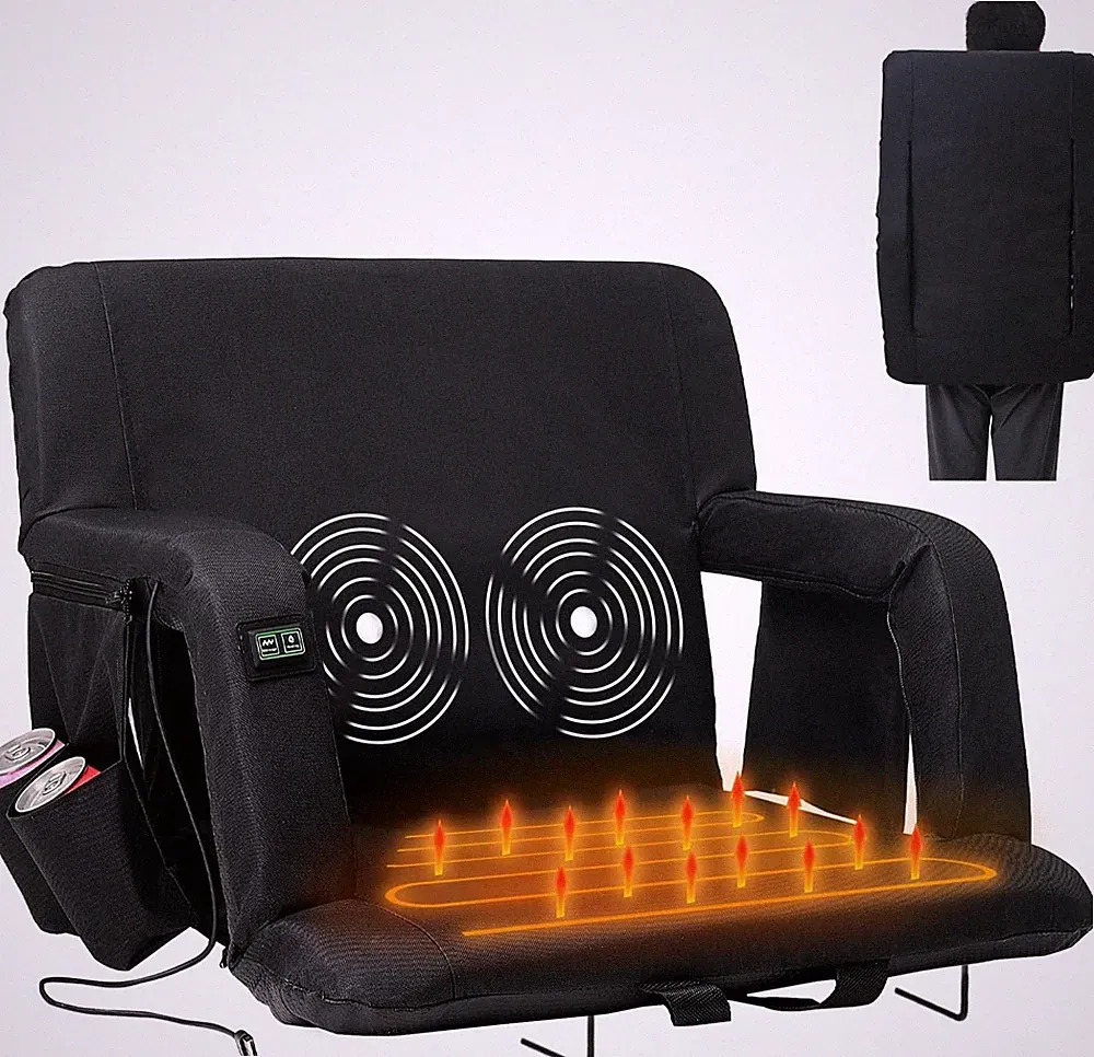 NAIZEA Reclining Heated Massage Stadium Seat & Back Support Chair Standard/XXL